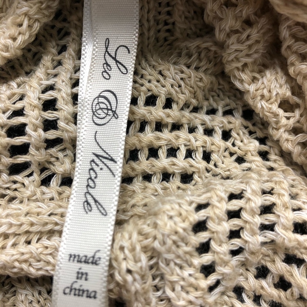 Leo & Nicole Ladies' Open Weave Shrug-Oatmeal, - Picture 3 of 5